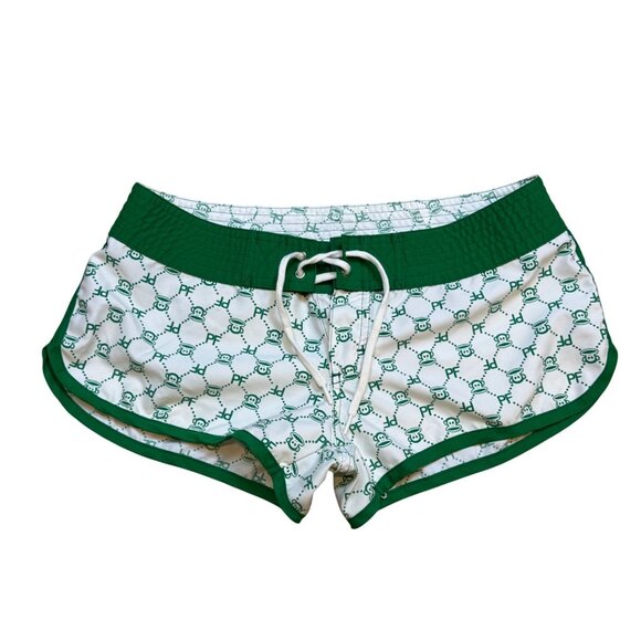 Y2K Paul Frank Green & White Julius Monkey Pattern Board Shorts Size 5 - Picture 1 of 7